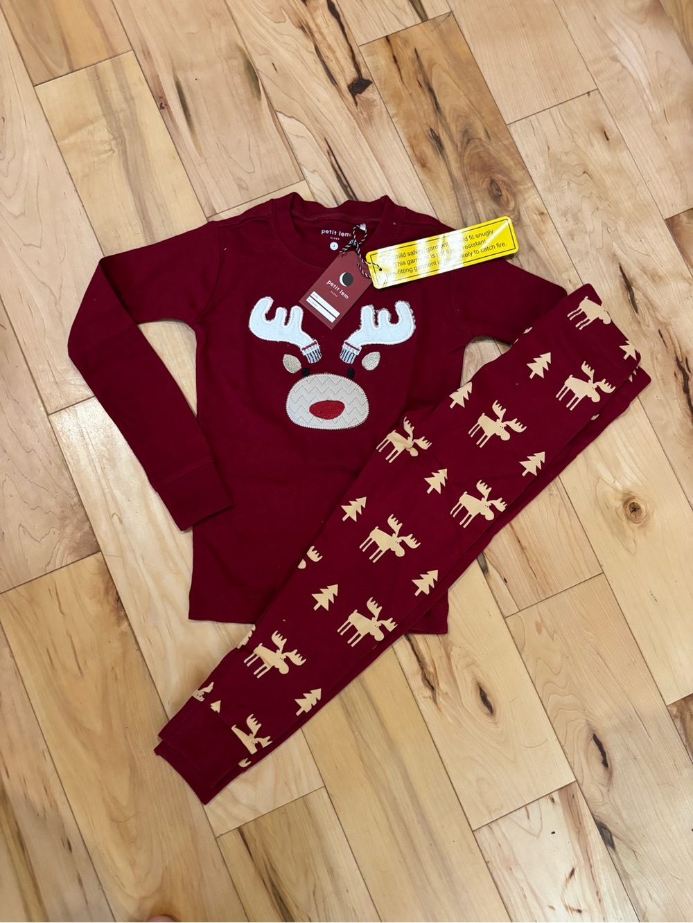 ❤️Petit Lem Burgundy Reindeer Pajama Set